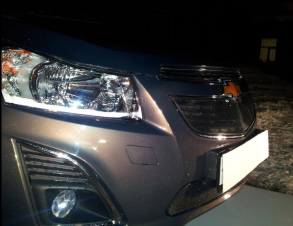 Защита радиатора "Standart" Chevrolet Cruze (2012-2015) верх, чёрная купить недорого с доставкой в Волоколамск