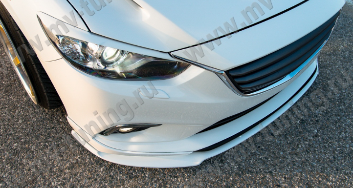 Сплиттер переднего бампера под клыки №2 "Lite Style" для Mazda 6 (2013-н.в.) купить недорого с доставкой в Волоколамск