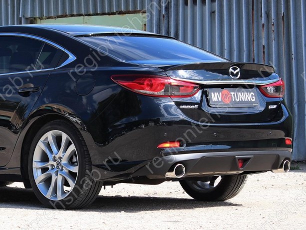 Диффузор заднего бампера var №1 (ровный + стоп сигнал) для Mazda 6 (2013-н.в.) купить недорого с доставкой в Волоколамск