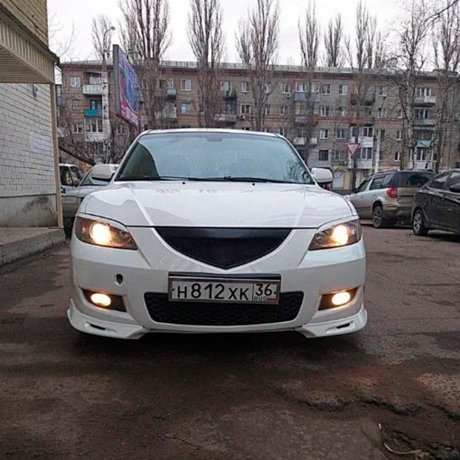 Накладки (клыки) на передний бампер Mazda 3 седан (2003-2009) глянец купить недорого с доставкой в Волоколамск