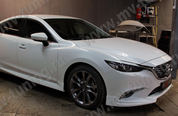 Клыки (накладки) переднего бампера "SkyActivSport" var №3 для Mazda 6 (2015-н.в.) купить недорого с доставкой в Волоколамск