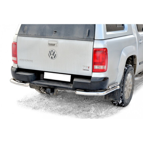 Защита заднего бампера «Уголки двойные» (d63,5) для Volkswagen Amarok (2010-2016)(Нерж. Сталь) купить недорого с доставкой в Волоколамск