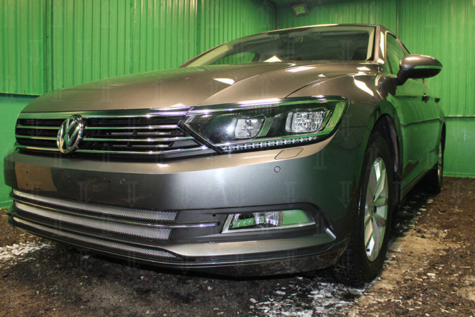 Защита радиатора "Standart" Volkswagen Passat B8 (2014-2019) хром купить недорого с доставкой в Волоколамск