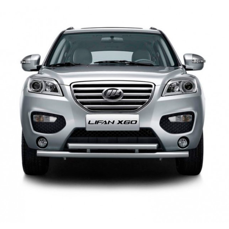 Защита переднего бампера двойная d63/51мм (НПС) Lifan X60 (2012-2016 г.в.) купить недорого с доставкой в Волоколамск