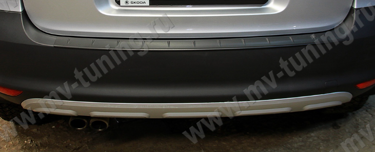 Защитная накладка заднего бампера (под покраску) для Skoda Yeti (2009-2012) купить недорого с доставкой в Волоколамск