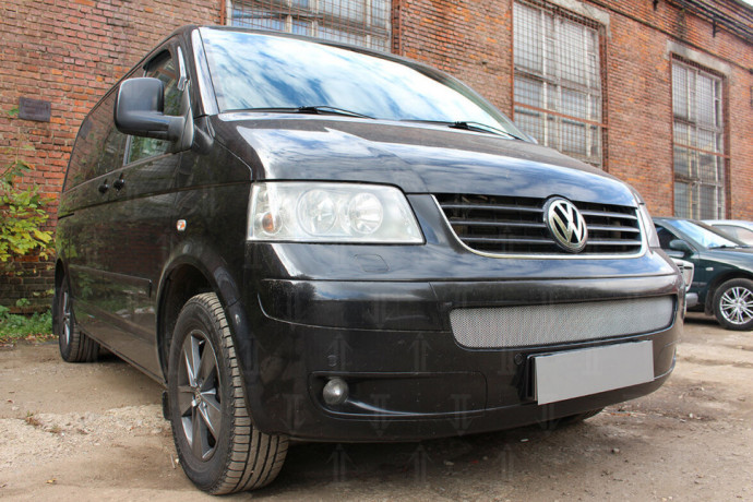 Защита радиатора "Standart" Volkswagen T5 Multivan, Caravelle рестайлинг (2002-2009) хром купить недорого с доставкой в Волоколамск