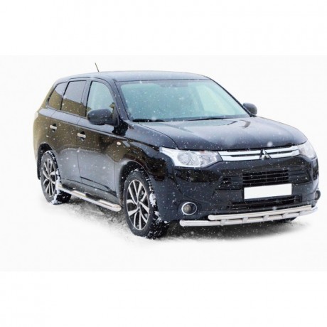 Защита порогов «Труба с проступью» (d76) для Mitsubishi Outlander (2014-2016)(Окрашенное) купить недорого с доставкой в Волоколамск
