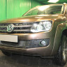 Защита радиатора "Standart" Volkswagen Amarok (2010-2016) 3 ребра жесткости, чёрная купить недорого с доставкой в Волоколамск