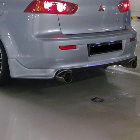 Накладка (юбка) заднего бампера "Zodiak" var №2 (двойной выхлоп) для Mitsubishi Lancer X (2007-2016) купить недорого с доставкой в Волоколамск