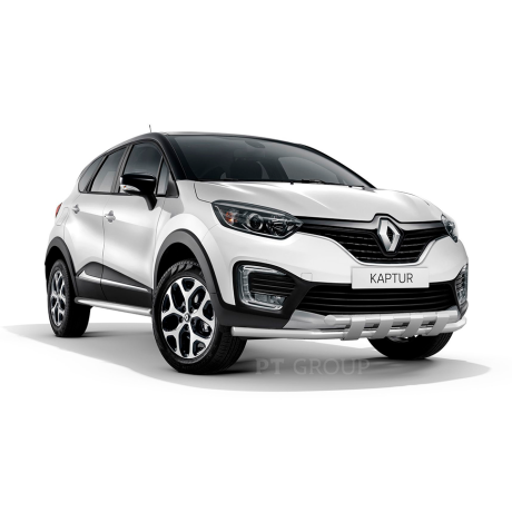 Защита переднего бампера двойная с пластинами d63/63мм (НПС) RENAULT Kaptur (2016-н.в.) купить недорого с доставкой в Волоколамск
