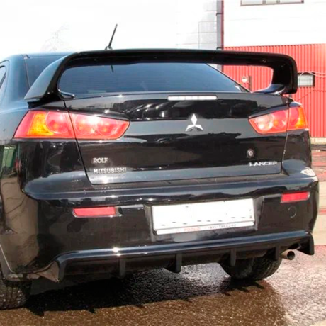 Диффузор заднего бампера "2.0L" (гладкий, без вырезов) для Mitsubishi Lancer 10 (2007-2016) купить недорого с доставкой в Волоколамск