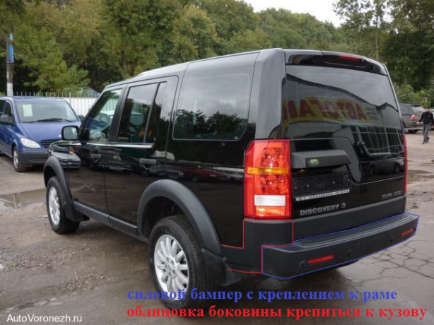Силовой задний бампер стеклопластиковый на Land Rover Discovery IV купить недорого с доставкой в Волоколамск