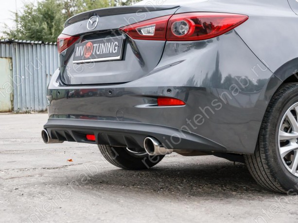 Диффузор заднего бампера var №2 (с килями) для Mazda 3 (2013-н.в.) купить недорого с доставкой в Волоколамск
