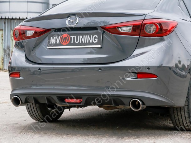 Диффузор заднего бампера var №2 (с килями) для Mazda 3 (2013-н.в.) купить недорого с доставкой в Волоколамск