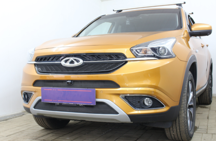 Защита радиатора "Standart" Chery Tiggo 7 (2016-2020) верх, чёрная купить недорого с доставкой в Волоколамск